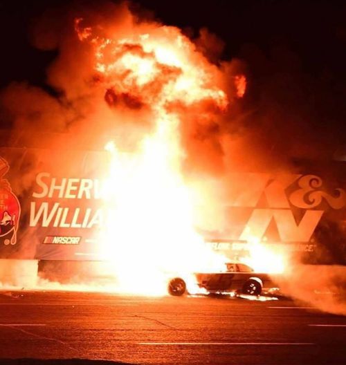 A picture of the crash at Evergreen Speedway. (Facebook/Tyler Tanner Motorsports)