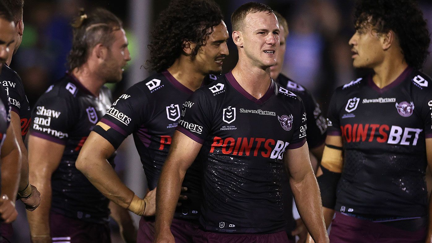  Daly Cherry-Evans of the Sea Eagles reacts after a Sharks try