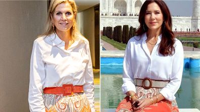 Queen Maxima Crown Princess Mary wearing same Etro skirt