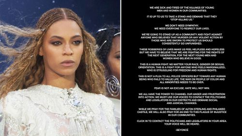 Beyoncé calls for end to 'plague of injustice' after yet another black man shot dead by police