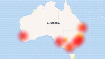 A map showing the outages across Australia.