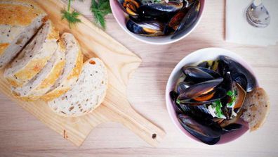 Mussels in white wine and cream are a dinner fit for kings