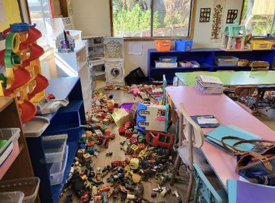 Preschool teacher shares photos showing aftermath of child's tantrum