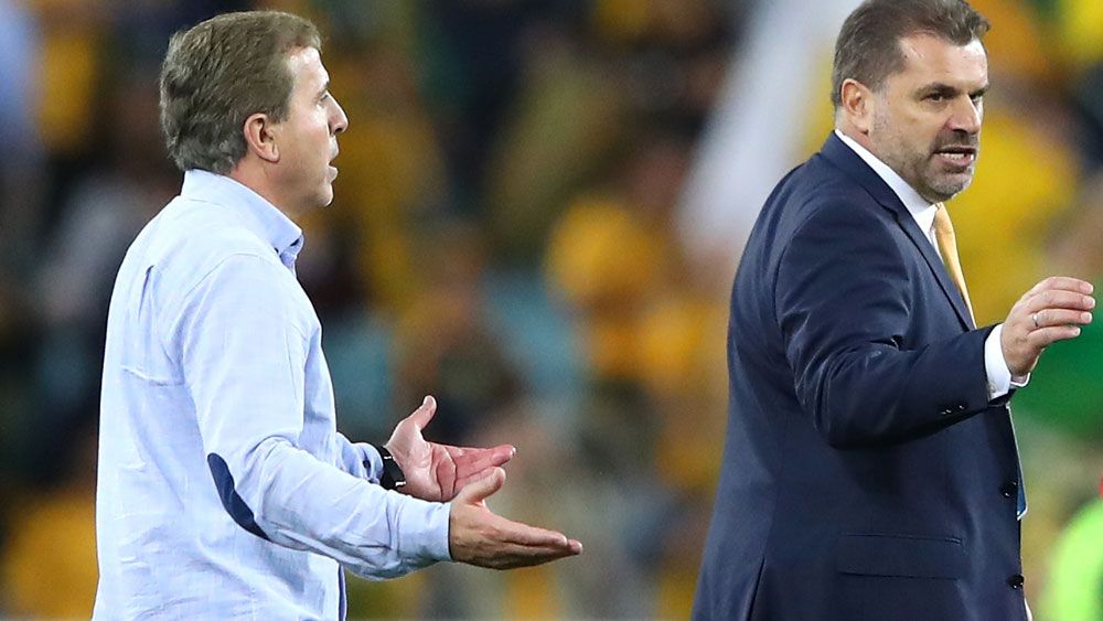 Socceroos coach Ange Postecoglou in spat with Syrian coach Ayman Al Hakim after World Cup qualifier