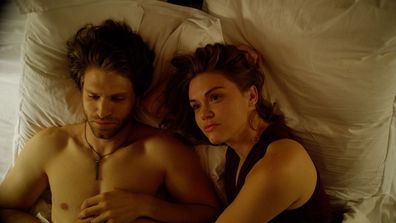 Holland Roden and Keegan Allen in Follow Me movie