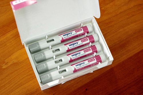 A selection of injector pens for the Wegovy weight loss drug.
