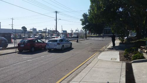 Police earlier at the scene on Whitehall Street in Yarraville. (Supplied)