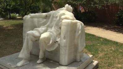 A wax depiction of Abraham Lincoln became a casualty of a heatwave in Washington DC. The sculpture, by Virginia-based artist Sandy Williams IV, was placed outside Garrison Elementary School as a part of a wax monument art series. Temperatures melted the sculpture of the country&#x27;s 16th president. The school is taking the disfigured head to be repaired, according to local media outlet WJLA.