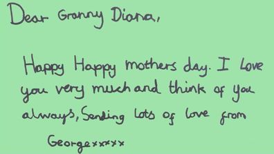 Prince George's Mother's Day card to Princess Diana.