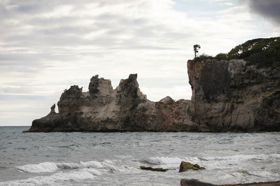 The natural bridge of Punta Ventana collapsed during the morning's earthquake.