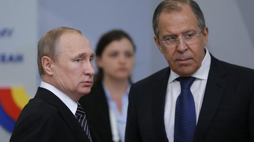 Russian President Vladimir Putin and Foreign Minister Sergei Lavrov. 