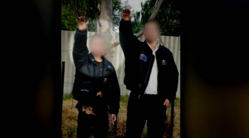 Aryan Nation sergeant-at-arms Corey Dymock (left) was allegedly roped into the murder plot. (9NEWS)