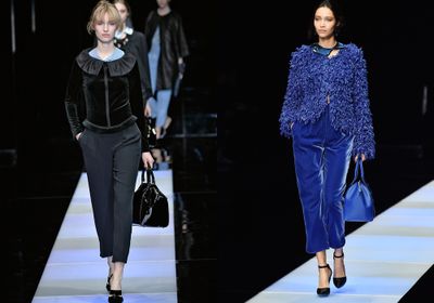 The fabric found its way onto boxy jackets and cropped pants at Giorgio Armani.&nbsp;