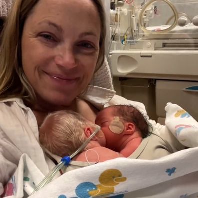 Sarah Herron gives birth to twin girls two months early