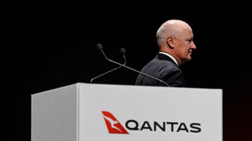 Qantas Chair Richard Goyder at Qantas' 2023 annual general meeting on November 3..