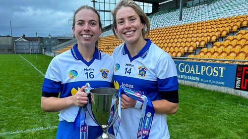 Dublin camogie captain Aisling Maher (right) in the skort players are currently required to wear.