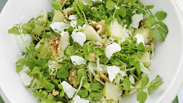 Cabbage, watercress, walnut and chevre salad