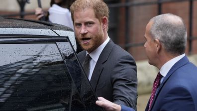 Britain's Prince Harry leaves the Royal Courts Of Justice in London, Tuesday, March 28, 2023.  