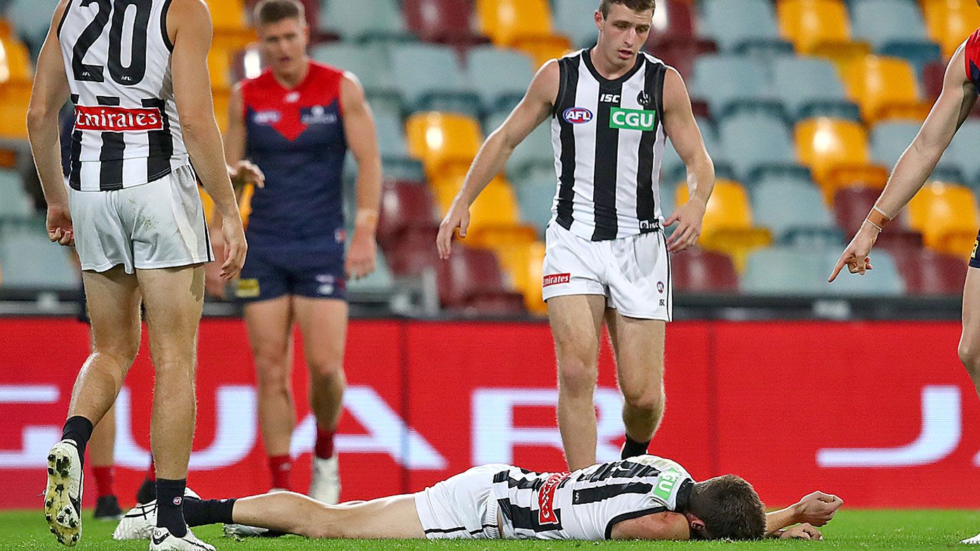 Melbourne Demons into top eight after win over Collingwood Magpies, Brody Mihocek stretchered off