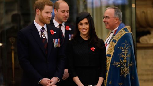 Prince Harry, Meghan Markle and Prince William. (PA/AAP)