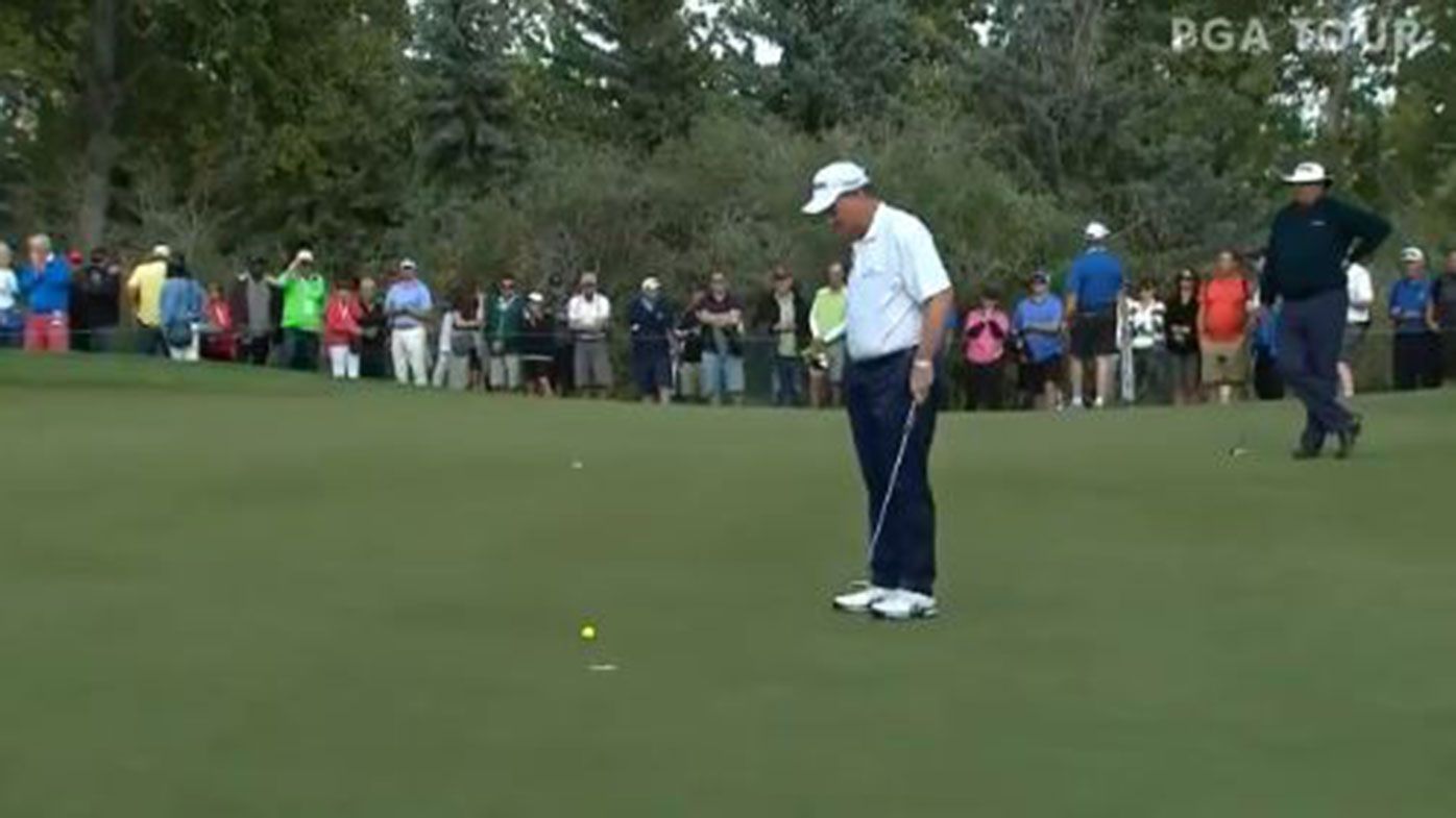 Joe Durant incredibly missed a short putt during the final round of the PGA Tour Champions event in Canada.