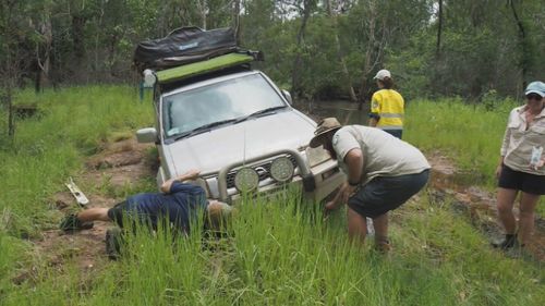 About 60 kilometres in, the two became bogged and tried to walk further on foot before realising they were in serious trouble.