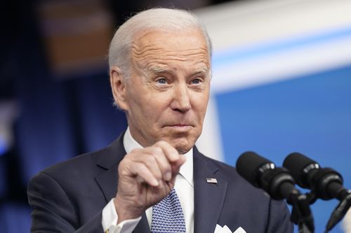 President Joe Biden responds a reporters question after speaking about the economy in the South Court Auditorium in the Eisenhower Executive Office Building on the White House Campus, Thursday, Jan. 12, 2023, in Washington 