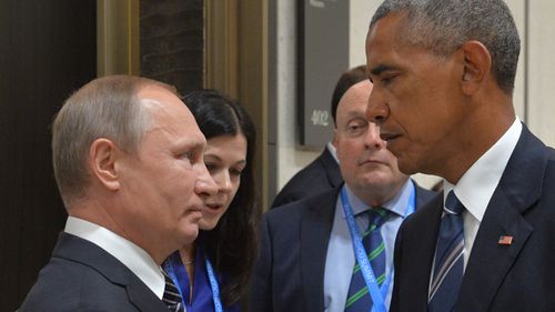 Russian President Vladimir Putin meets Barack Obama on the sidelines of the G20 Leaders Summit in 2016. Source: ALEXEI DRUZHININ / SPUTNIK / AFP