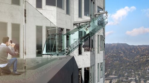 A glass slide wrapped around a skyscraper 300m above the ground is about to open in LA