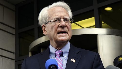 FILE - Lawyer Larry Klayman speaks during a news conference outside the federal courthouse in Washington, Jan. 3, 2019. Klayman, Roy Moore's attorney, tried to convince three federal appeals court judges to revive a $95 million lawsuit the former Alabama candidate for U.S. Senate brought against comedian Sacha Baron Cohen, in New York, Friday, June 10, 2022. (AP Photo/Sait Serkan Gurbuz, File)