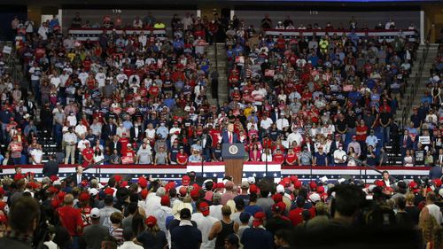Only 6000 people attended Donald Trump's rally in Tulsa, but most were crammed closely together.