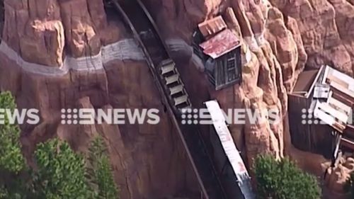 The ride's empty carts are now operating on the track. (9NEWS)