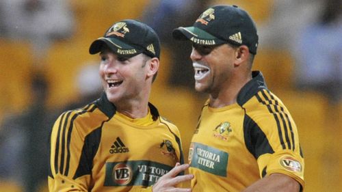 Clarke and Symonds during an ODI in 2009. (AAP)