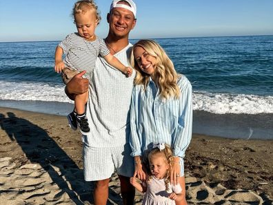 Brittany and Patrick Mahomes with their two kids