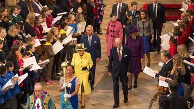 The royal family enter Westminster Abbey, 2017