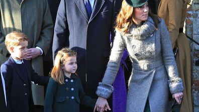 Prince William, Duke of Cambridge, Prince George, Princess Charlotte and Catherine, Duchess of Cambridge attend the Christmas Day Church service at Church of St Mary Magdalene on the Sandringham estate on December 25, 2019 in King's Lynn, United Kingdom