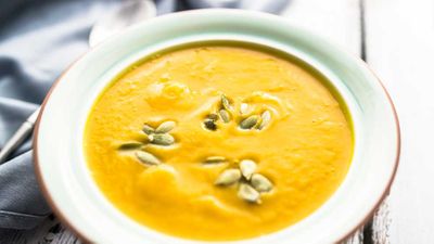 Recipe: <a href="https://kitchen.nine.com.au/2017/07/07/15/37/my-mums-pumpkin-soup" target="_top">My mum's microwave pumpkin soup</a>