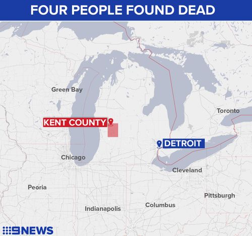  Map showing the property in Kent County, Michigan where four people have reportedly been found shot dead.