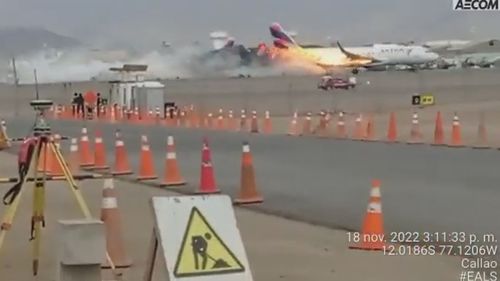 Peruvian officials said a fire truck that collided with a LATAM Airlines plane on a runway at Lima's international airport was taking part in a nearby fire drill and entered the runway without authorisation.