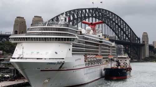 The Carnival Spirit Cruise Ship docked in Sydney, Monday, March 16, 2020. 