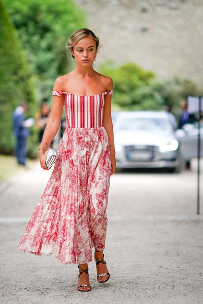 Amelia Windsor  outside Dior, during Paris Fashion Week Haute Couture Fall Winter 2018/2019, on July 2, 2018.