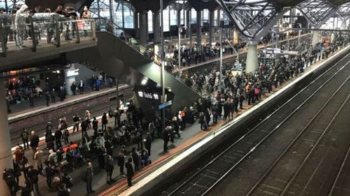 Commuters were stranded on platforms for up to three hours. (9NEWS/Julian Price)