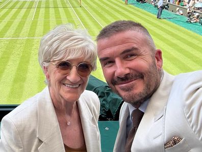 David Beckham with mum Sandra Beckham at Wimbledon Day 1 2025