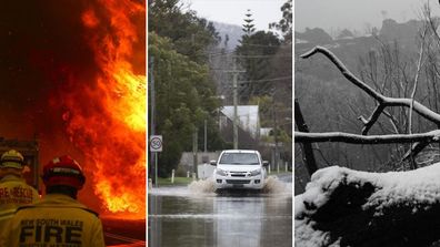 Fuego, inundación y nieve 