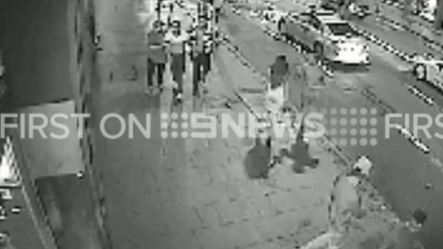 CCTV images show a brawl taking place outside a popular Sydney bar. (9NEWS)