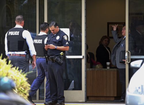 An investigation is underway into this afternoon's incident where a man allegedly entered the Church of Scientology in Inglewood, California brandishing a sword.(AP Photo/Reed Saxon)