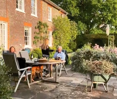 James' fiancee with is mother and father