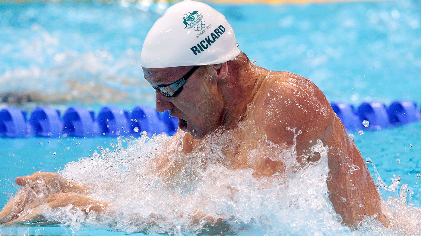 Brenton Rickard of Australia competes in the Men&#x27;s 200m Breaststroke heat 5 on Day 4 of the London 2012 Olympic Games