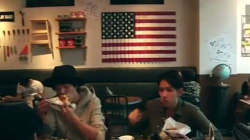 J.S Burger Cafe in Tokyo has taken on a distinctly American flavour ahead of the Presidential Election. (TODAY)