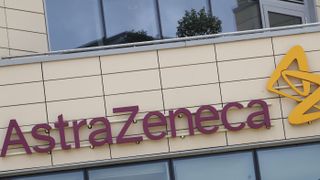 A general view of AstraZeneca offices and the corporate logo in Cambridge, England (Photo: July 2020)